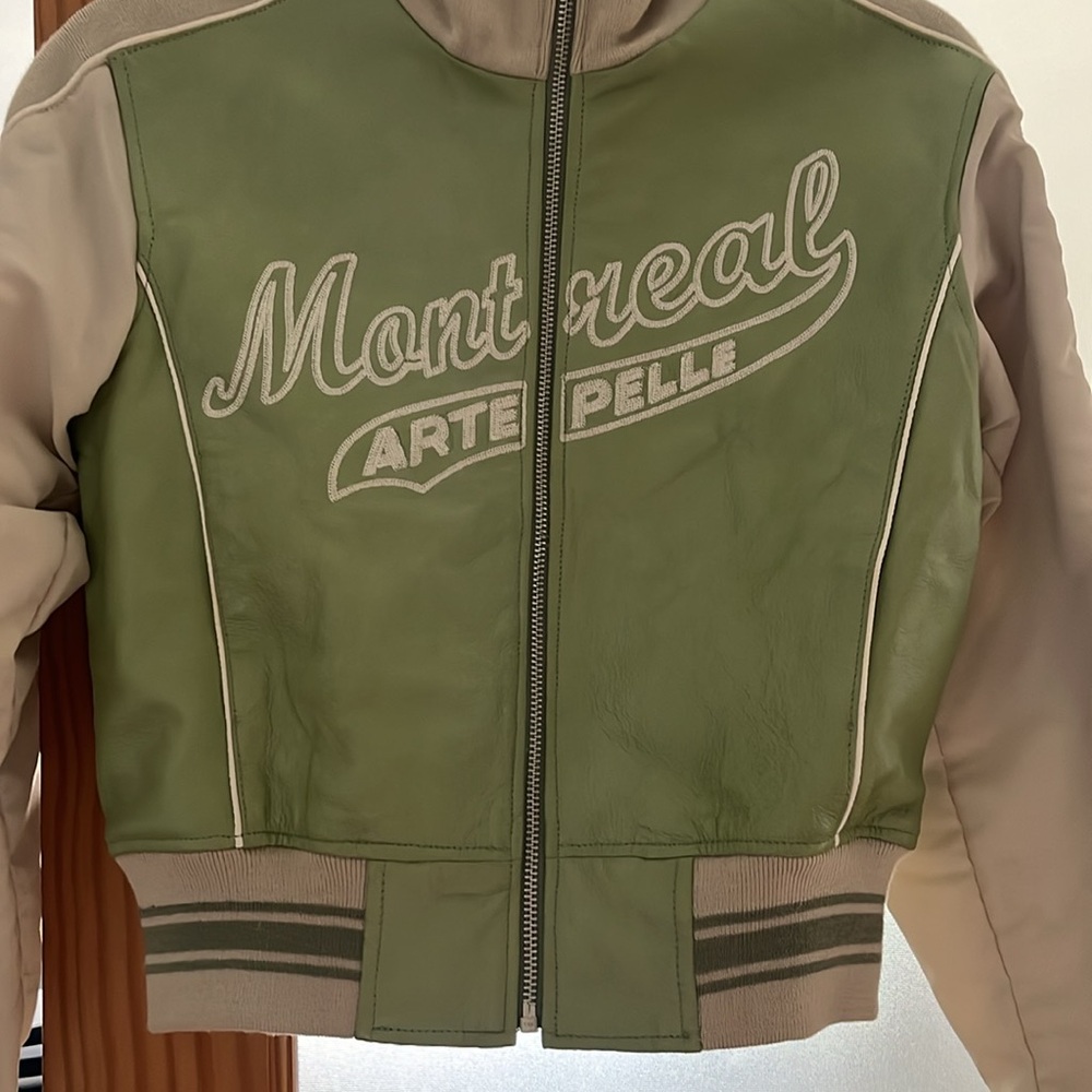 Montreal Green Real Leather Bomber Jacket